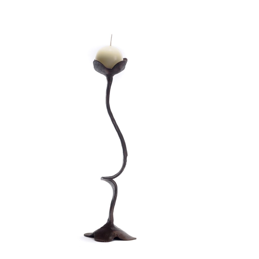 Candelabro Vintage 3 Bracci In Ferro Battuto - Stile Europeo, Colore Bianco, Per Matrimoni E Arredamento